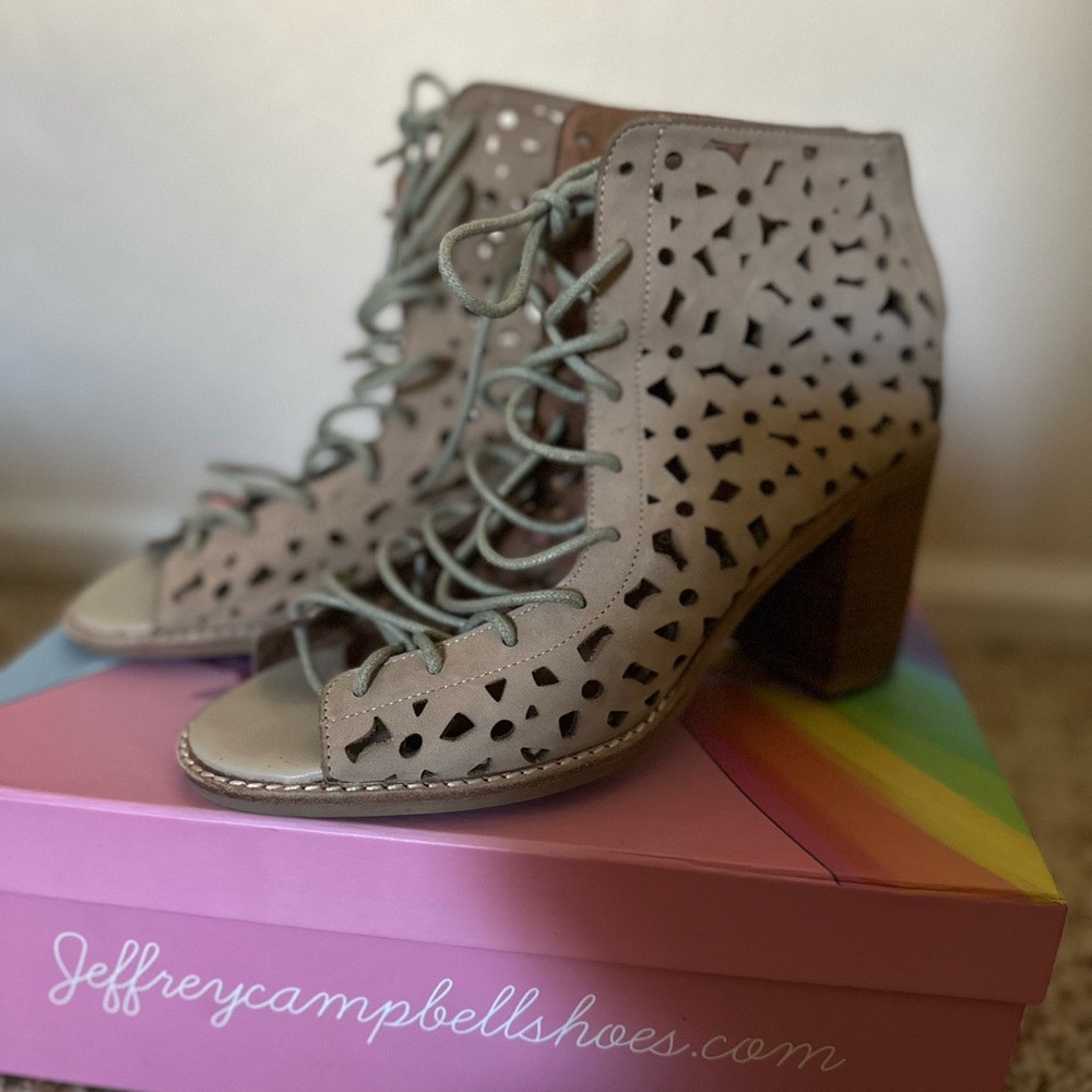 Jeffrey Campbell Women's Taupe Cutout Heeled Boots